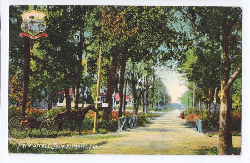 Jacksonville FL Postcard Park Street 1910