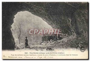 Old Postcard A Celtic cave near St Privat d'Allier