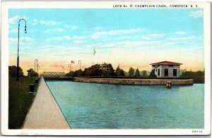 Postcard NY Comstock Lock Number 11 Champlain Canal