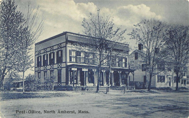 North Amherst MA Post Office Street View Postcard