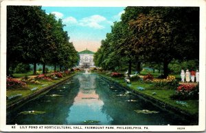 Vtg Philadelphia PA Lily Pond Horticultural Hall Fairmount Park 1920s Postcard