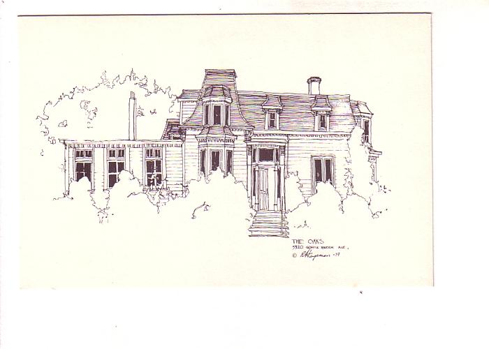 R Hupman Sketch, The Oaks, Building on Gorse Brook Ave, Halifax, Nova Scotia