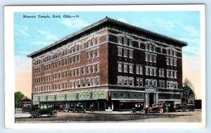 ENID, Oklahoma OK ~ Street Scene MASONIC TEMPLE Fraternal c1920s  Postcard