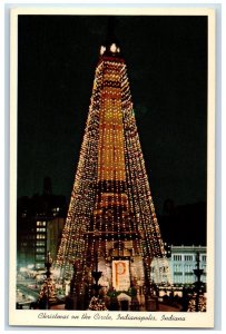 Giant Christmas On The Circle Indianapolis Indiana IN, Monument Scene Postcard