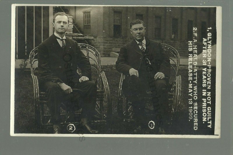 Fort Madison IOWA RPPC 1909 PRISONER FREED Prison Attorney PROVEN NOT GUILTY 