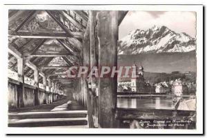 Switzerland Old Postcard Luzern Eingang zur Kapellbrucke Jesuitenkriche mit P...