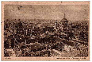 Panorama Of Rathaus Gesehen Berlin Germany Black And White Postcard Posted 1923