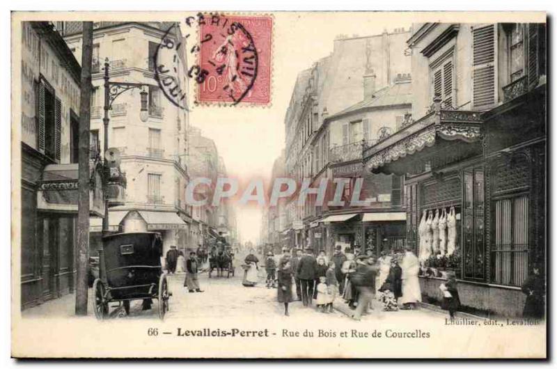 Levallois Perret Old Postcard Wood Street and Rue de Courcelles