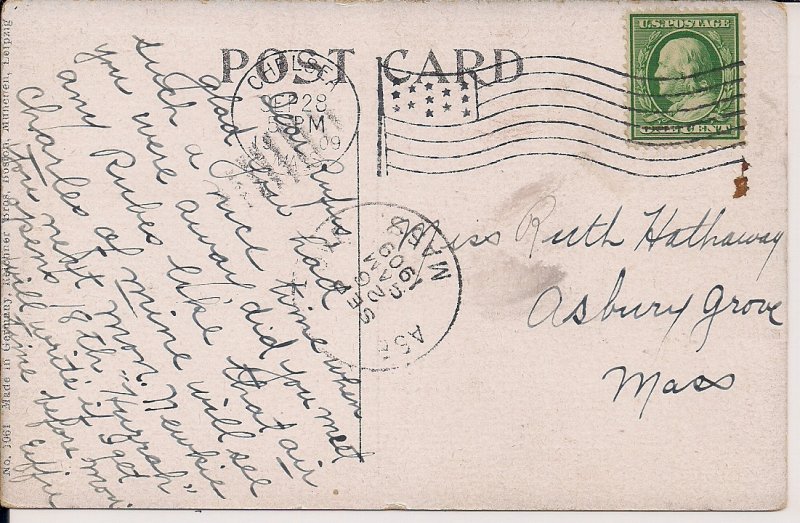 Boston MA, City Hospital, 1909, Medical, Medicine, Aerial View Postmark