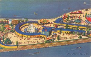 1933 Chicago Expo Enchanted Island Aerial View Postcard  American Colortype