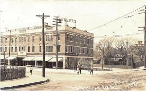 Hyde Park MA Cleary Square Store Fronts Trolley Tracks Photo Postcard