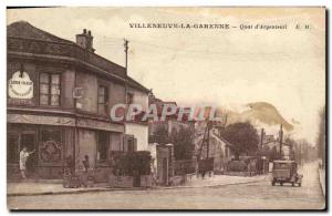 Old Postcard Villeneuve la Garenne Quai d'Argenteuil Sundial