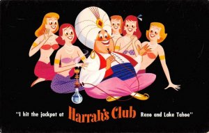 HARRAH'S CLUB Comic Reno/Lake Tahoe Casino Hookah Sultan Harem c1950s Postcard