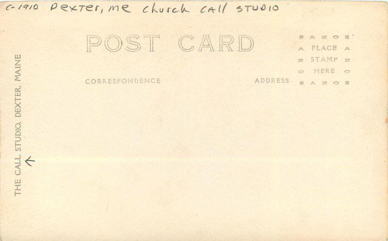 Church Call Studio C-1910 DEXTER MAINE RPPC real photo postcard 2735