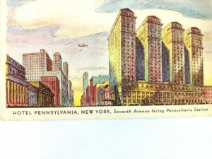 Vintage Postcard Hotel Pennsylvania 7th Ave facing PA Station New York City NY