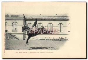 Old Postcard Horse Riding Equestrian Jumper in Saumur Capriole freedom