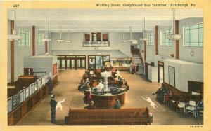 Pennsylvania Pittsburgh 1949 Postcard #837 Greyhound Bus Terminal Teich 22-2055