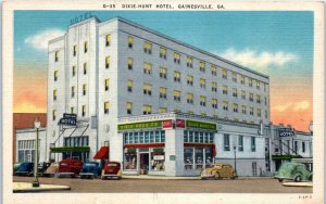 1940s Dixie-Hunt Hotel Gainesville Georgia Old Cars Postcard