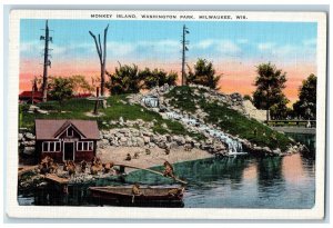 1937 Monkey Island Washington Park Zoo Exterior Milwaukee Wisconsin WI Postcard