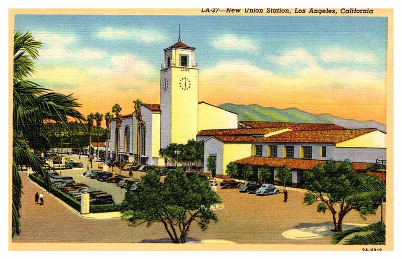 Postcard TRAIN STATION SCENE Los Angeles California CA AU8657