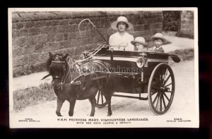 r3907 - Princess Mary with Sons George & Gerald in a Pony & Trap - postcard