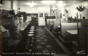 Green River WY Star Caf‚ Interior Sanborn Real Photo Postcard