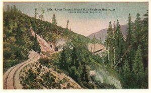 Vintage Postcard 1920's Loop Tunnel Siskiyou Mts. Shasta Route So. Pac. R.R.