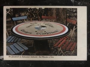 1935 Bad Munster Germany Picture Postcard cover border table in the restaurant