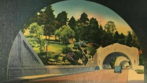 Tunnels Through Elysian Park Postcard Los Angeles California CA Linen