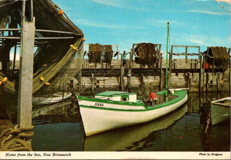 Canada New Brunswick Fishing Village Fishing Boat Home From The Sea