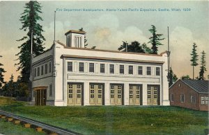 c1910 Seattle Washington Fire Department Headquarters AYPE Expo Postcard 26-656