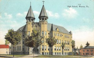 High School, Warren, Pennsylvania ca 1910s Vintage Postcard