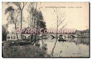 Old Postcard Villeneuve sur Yonne Bridge seen from the Isle