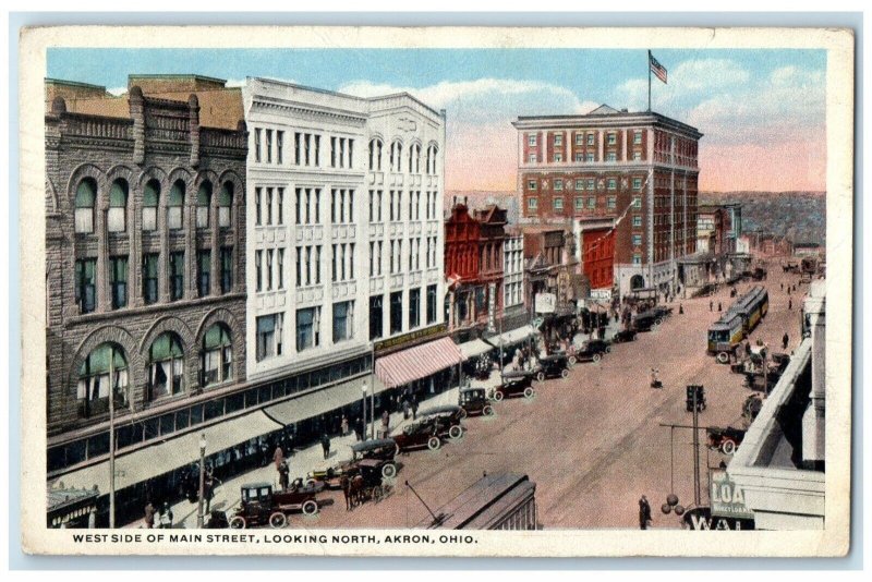 1915 West Side Main Street Looking North Classic Car Trolley Akron Ohio