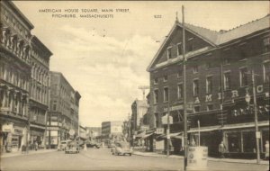 Fitchburg MA America House Square Main St. Old Postcard