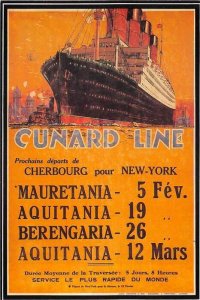Cunard Line  poster by Walter Thomas    Replica postcard