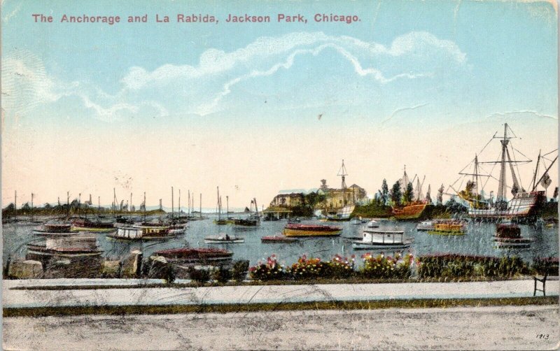 Chicago IL~Jackson Park~Anchorage Columbus Ships~La Rabida~Boats Galore~1915 