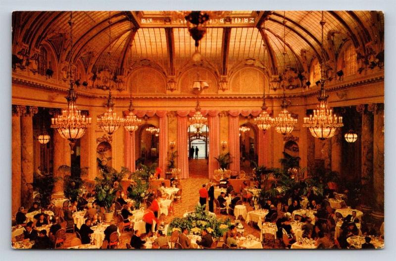 Vtg Postcard CA San Francisco Sheraton Palace Hotel Garden Court Dining Room