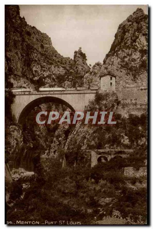 Postcard Menton Old Bridge St Louis