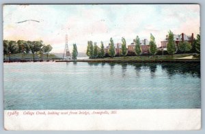 1912 ANNAPOLIS MARYLAND COLLEGE CREEK LOOKING WEST FROM BRIDGE POSTCARD