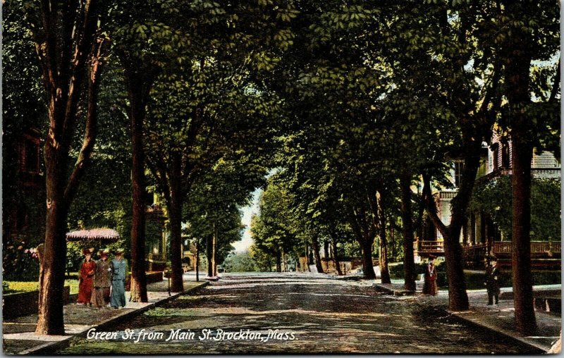 Vtg Brockton Massachusetts MA View of Green Street from Main Pre-1907 Postcard