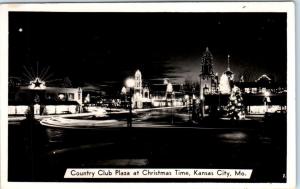 RPPC  KANSAS CITY, Missouri  MO    COUNTRY CLUB PLAZA  Christmas Time Lights