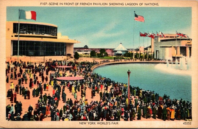 Expos New York World's Fair 1939 Scene In Front Of French Pavilion Showi...