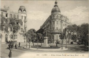 PC EGYPT, CAIRO, MIDAN SOLIMAN PASHA AND SAVOY HOTEL, Vintage Postcard (b39447)