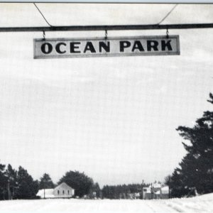 c1960s Ocean Park, Wash. Entrance Gate Litho Photo PC Columbia Etch Tone WA A145