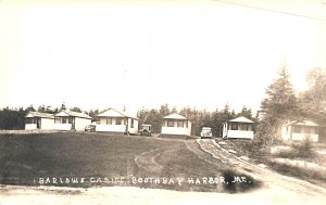 Boothbay Harbor ME Barlows Cabins Old Cars, Real Photo Postcard