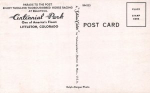 Centennial Park Horse Racing Littleton CO Thoroughbred Track Park postcard H174 