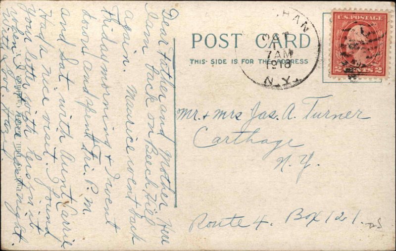 Carthage New York NY Central Depot Railroad Train Station Vintage Postcard