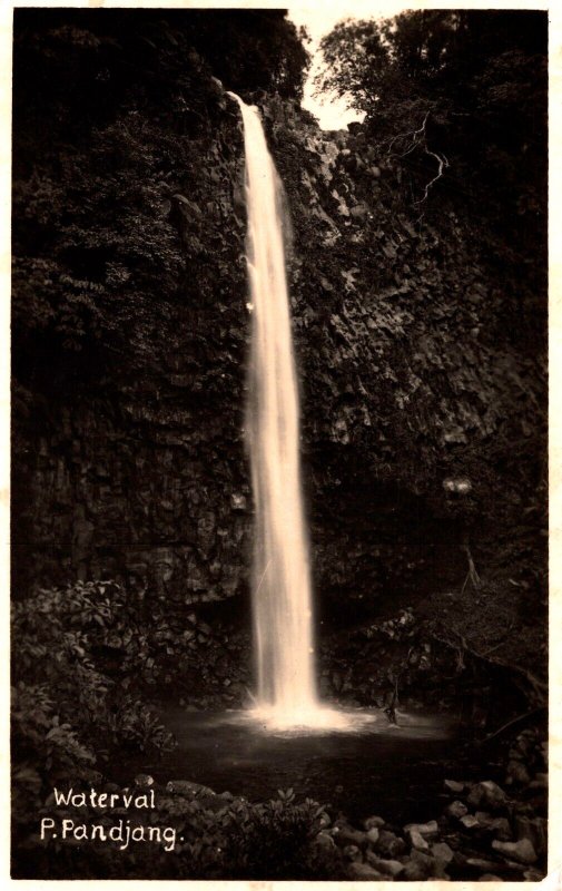 Indonesia Panjang Waterval P.Pandjang Vintage RPPC 09.84