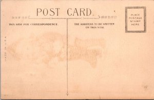 Merry Christmas, Child Dressed as Santa Hugging Stocking Vintage Postcard Y45